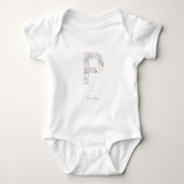 Initialen für das Baby Girl Floral Monogram Letter Strampler