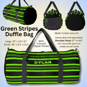 Initialen für den grünen Streifen Schwarz Texturie Duffle Bag