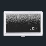 Initialen für die Mädchenbezeichnung in der Schwar Visitenkarten Dose<br><div class="desc">Monogram Name Business Card Holder Black and Silver Sparkle Glitzer. Das macht den perfekten 16 Geburtstag,  Hochzeit,  Brautparty,  Jubiläum,  Babydusche oder Junggeselinnen-Abschied Geschenk für jemanden,  der Lieben glamourösen Luxus und schicke Stile.</div>