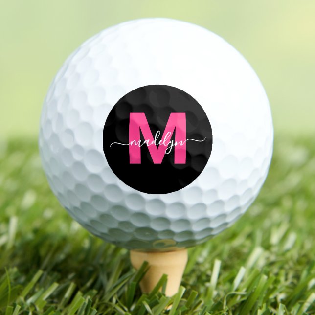 Initialen für moderne rosa Monogramm Personalisier Golfball (Modern Pink Monogram Name Initials Personalized Golf Balls)