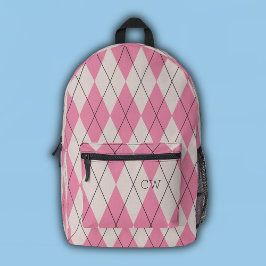 Initialen für Monogramm drucken der Pink-Raute, Pr Bedruckter Rucksack