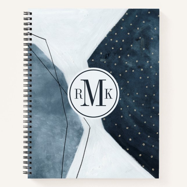 Initialen hinzufügen | Angrenzende Abstraktion Notizbuch (Vorderseite)