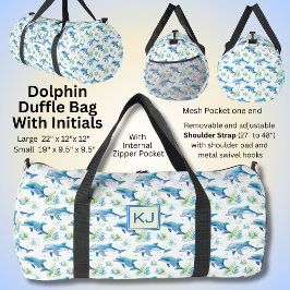Initialen hinzufügen, Blaue Delphine schwimmen Duffle Bag