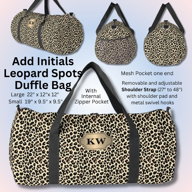 Initialen hinzufügen, braune Leoparden-Punkte Duffle Bag (Von Creator hochgeladen)