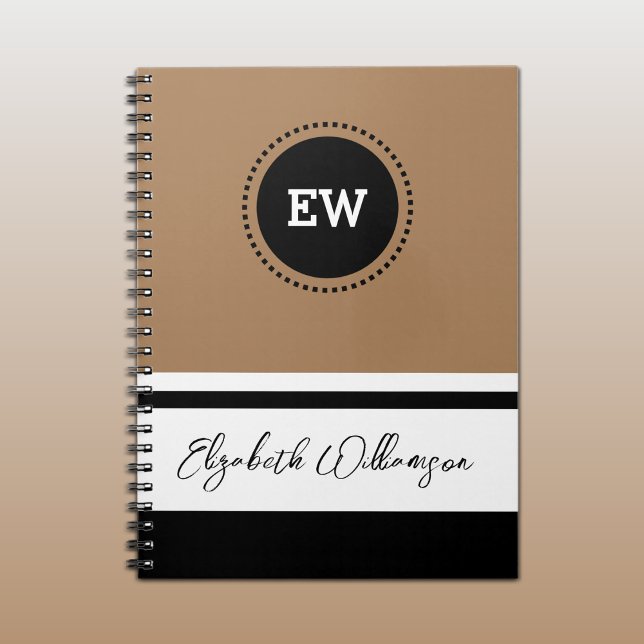 Initialen hinzufügen und braun und schwarz nennen notizblock (Von Creator hochgeladen)