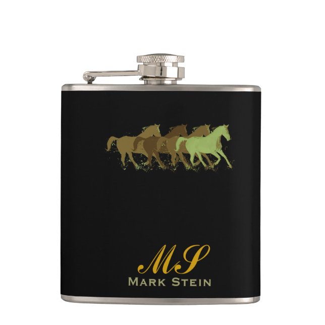 Initialen hinzufügen und Namen ~ Pferde Flachmann (Vorderseite)