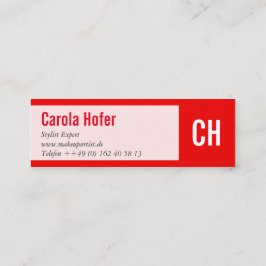 Initialen in rot mini visitenkarte