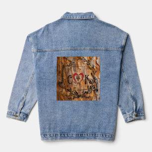 Initialen in Tree Trunk Denim Jacket Jeansjacke