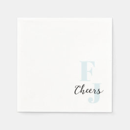 Initialen ・ Klassisch fett Modernes Monogramm Blau Serviette