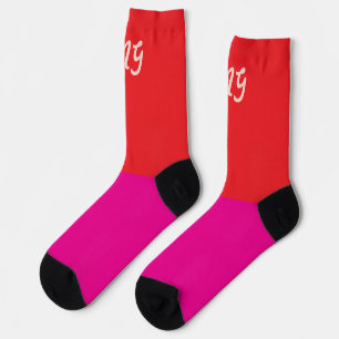 Initialen Lebendige Farbblöcke rot und rosa Modern Socken