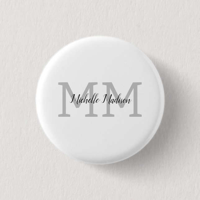 Initialen mit Monogramm moderner Handschriftenname Button (Vorderseite)