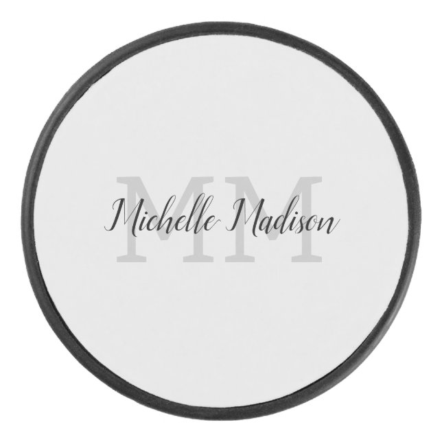 Initialen mit Monogramm moderner Handschriftenname Eishockey Puck (Vorderseite)