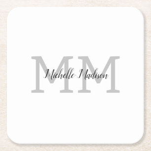 Initialen mit Monogramm moderner Handschriftenname Rechteckiger Pappuntersetzer