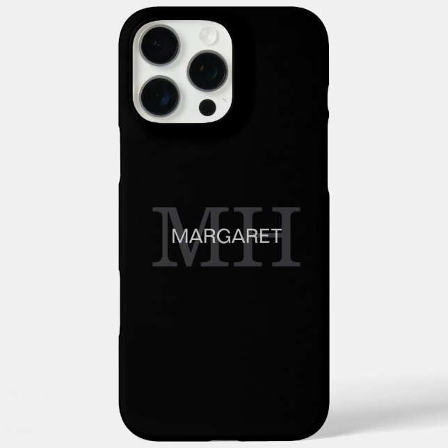 Initialen mit schwarz-weißem Monogramm Case-Mate iPhone Hülle (Rückseite)