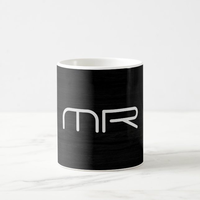 Initialen moderner Monogramm-Schwarz-weißer Name Kaffeetasse (Mittel)