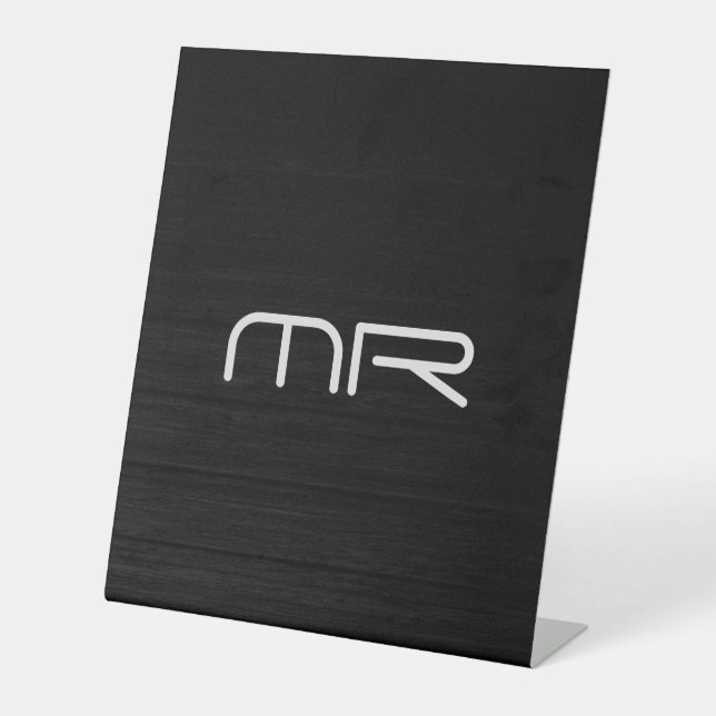 Initialen moderner Monogramm-Schwarz-weißer Name Sockelschild (Vorderseite)