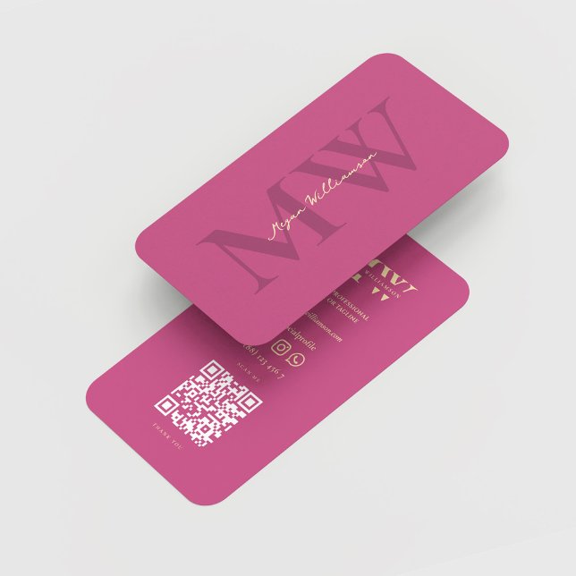 Initialen moderner Monogrammnamen Beruflich rosa Visitenkarte (Modern Monogram Name Initials Professional Pink Business Card
)