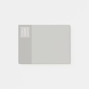 Initialen Monogramm   Weiß auf Hellgrau Post-it Klebezettel