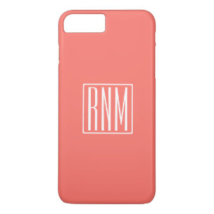 Initialen Monogramm Weiß auf Koralle Case-Mate iPhone Hülle