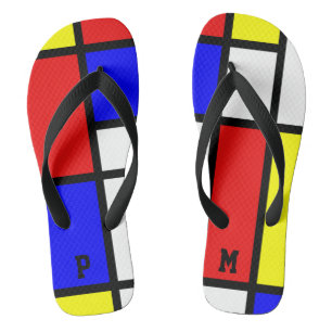 Initialen-Piet Mondrian-Art-Kunst-Muster Flip Flops