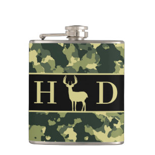 Initialen von Buck Deer Junting Monogram Flachmann