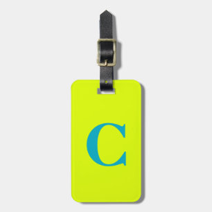Initialen von Chartreuse Yellow Green Blue Monogra Gepäckanhänger