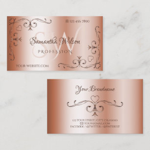Initialen von Luxury Rosegolden Verziert Corner Bo Visitenkarte