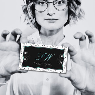 Initialen von Zierfischen mit Schwarz-weißem Spark Visitenkarte