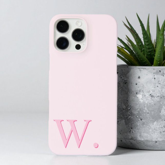 Initialer Minimalistisch rosa Monogramm-Letter Case-Mate iPhone Hülle (Von Creator hochgeladen)