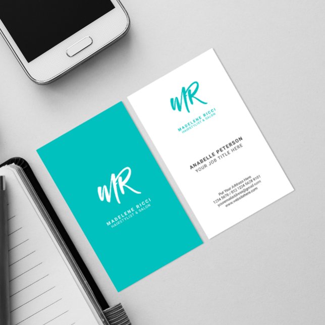 Initialer Minimalistischer Skriptname | Green Tosc Visitenkarte (Von Creator hochgeladen)