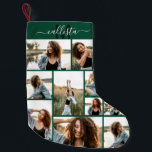 Initialer Name des benutzerdefinierten Monogramms  Kleiner Weihnachtsstrumpf<br><div class="desc">Dieser niedliche und coole Strumpf ist perfekt für alle Familienmitglieder. Machen Sie einen besonderen und maßgeschneiderten Strumpf für Ihre Urlaubsatmosphäre. Es verfügt über neun individuell anpassbare Foto-Collage mit einem personalisierten Monogramm-Namen, der auf einem einfachen, grün-grünen Hintergrund zunächst in dunkelgrün und weiß erscheint. Es ist elegant, lustig, modern und einzigartig. ***WICHTIGE...</div>