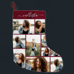 Initialer Name des benutzerdefinierten Monogramms  Kleiner Weihnachtsstrumpf<br><div class="desc">Dieser niedliche und coole Strumpf ist perfekt für alle Familienmitglieder. Machen Sie einen besonderen und maßgeschneiderten Strumpf für Ihre Urlaubsatmosphäre. Es verfügt über neun individuell anpassbare Foto-Collage mit einem personalisierten Monogramm-Namen, der in dunkelbordeauxrot und weiß auf einem schlichten bordeauxroten Hintergrund beginnt. Es ist elegant, lustig, modern und einzigartig. ***WICHTIGE HINWEIS...</div>