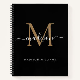 Initialer Name des eleganten Black Gold Monogram L Notizbuch