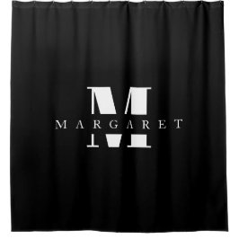 Initialer Name des eleganten Schwarz-weißen Monogr Duschvorhang