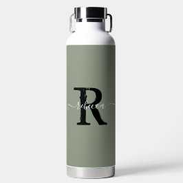 Initialer Name des Monogram-Skripts Sage Green Ele Trinkflasche
