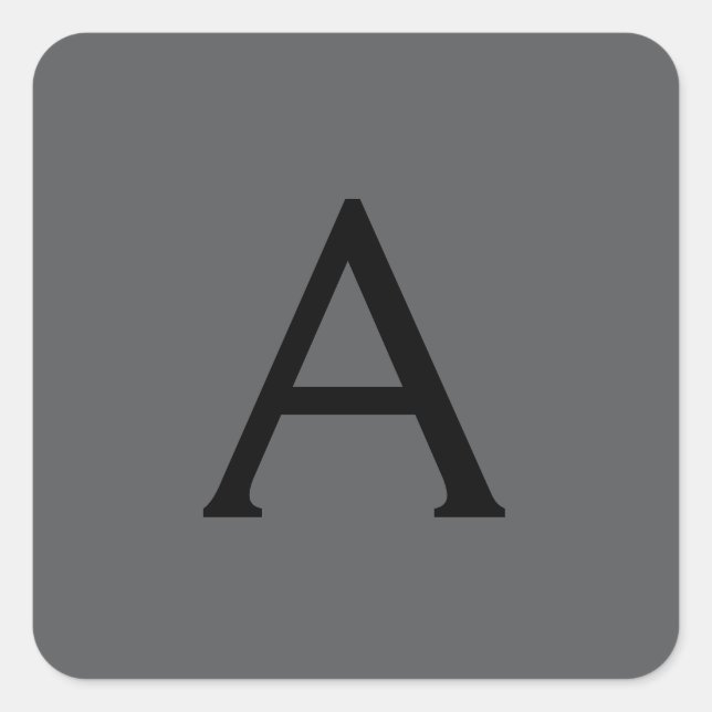 Initialer Name für das klassische Gray Simple Mono Quadratischer Aufkleber (Vorderseite)