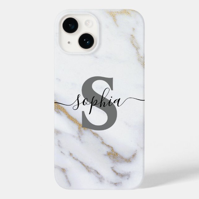 Initialer Personalisierter Name für Monogramm-Skri Case-Mate iPhone Hülle (Rückseite)