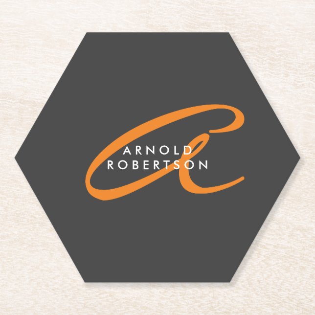 Initialer Schlichter Gray-Trendy-Name für Monogram Untersetzer (Vorderseite)