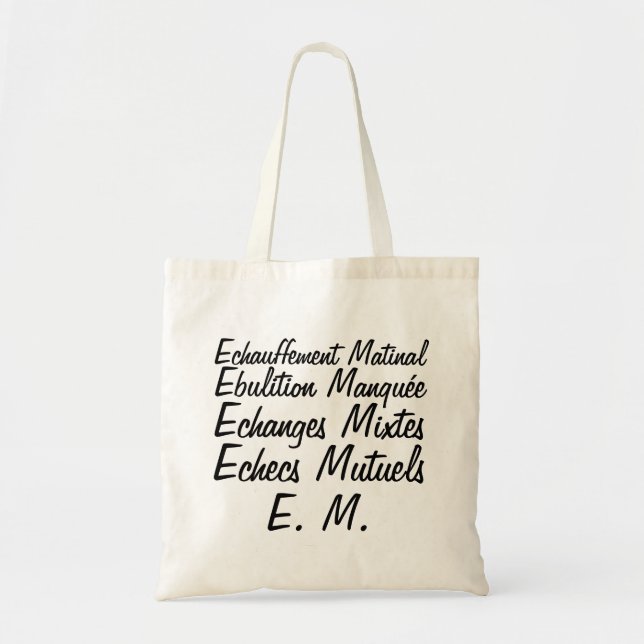 Initiales E M Synonymus macronistes Bag Tragetasche (Vorne)