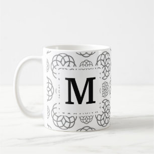 Initiales Monogramm für geometrisches graues Muste Kaffeetasse