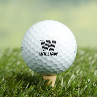 Initialisierter Name in Schwarz, Personalisiertes  Golfball