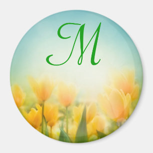 Initialmagazin "Sun Kissed Yellow Tulips Monogram" Magnet