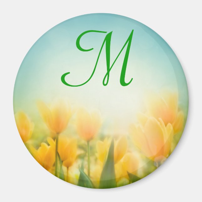 Initialmagazin "Sun Kissed Yellow Tulips Monogram" Magnet (Vorne)