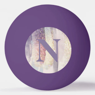 Initialmonogramm des lila Glitzer in Girly Pink Tischtennisball