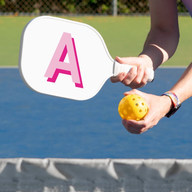 Initialmonogramm fett rosa und heiß rosa pickleball schläger (InSitu)