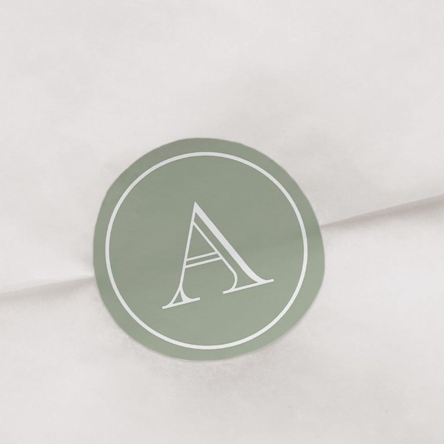 Initialmonogramm für das Format Grün und Weiß Runder Aufkleber (Von Creator hochgeladen)
