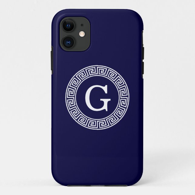 Initialmonogramm für den Navy Blue Whites griechis Case-Mate iPhone Hülle (Rückseite)