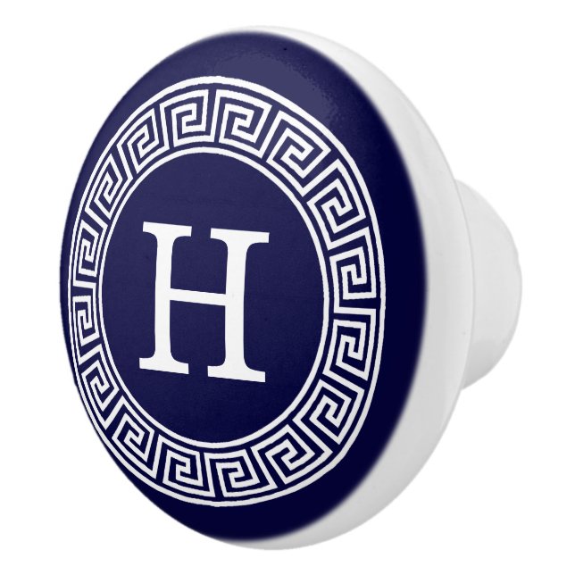 Initialmonogramm für den Navy Blue Whites griechis Keramikknauf (Rechts)