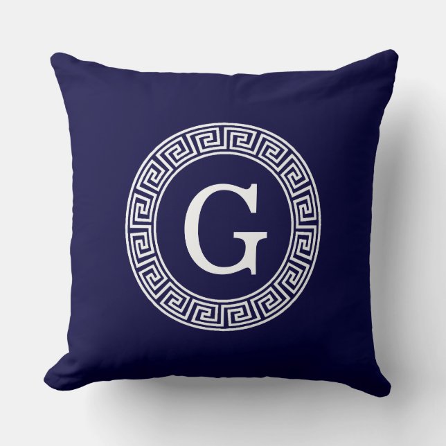 Initialmonogramm für den Navy Blue Whites griechis Kissen (Vorderseite)