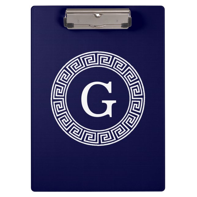 Initialmonogramm für den Navy Blue Whites griechis Klemmbrett (Vorderseite)